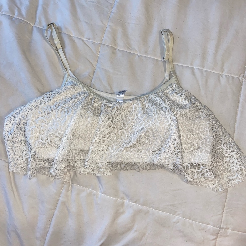 La Vie En Rose Aqua White Bikini Top